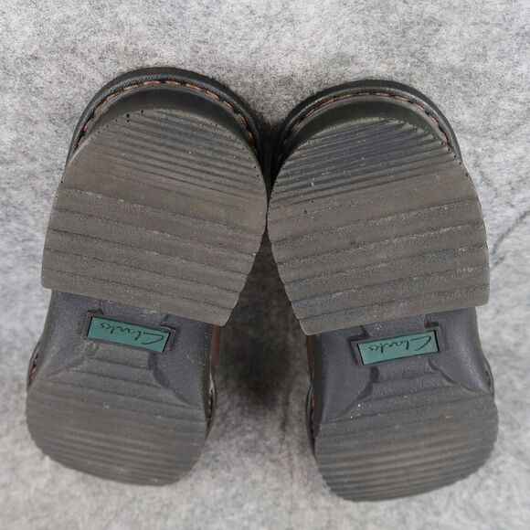 Clarks Shoes Womens 7 Casual Clogs Slip On Leather Brown Retro Classic Comfort - Picture 11 of 13